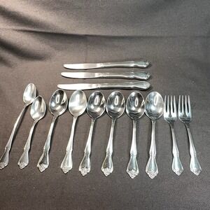 1881‎ Rogers Oneida ARBOR TRUE ROSE Stainless Flatware 13 pc Mixed Lot